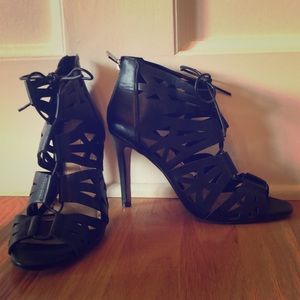 Lace Up Black Heels